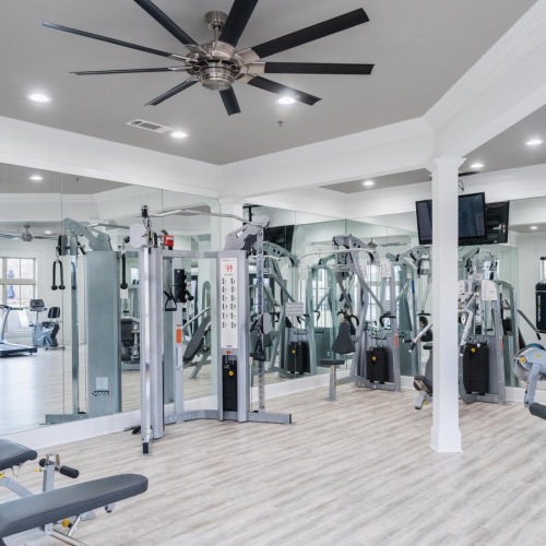 a gym with exercise equipment